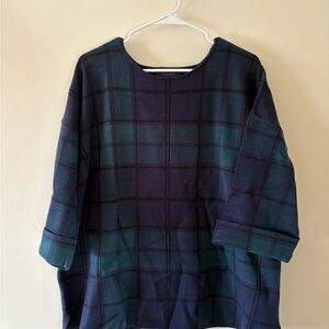 Tahari Blue and Green Plaid Plus Size Sweater 2X NWT